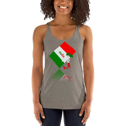Women's Triblend Elegant Italia - Italy Flag And Map Racerback Tank TeeSpect