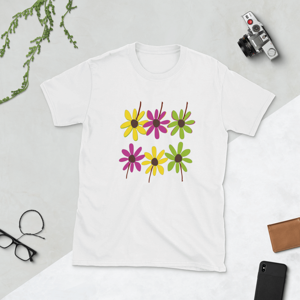 Colourful Hand Drawn Flower Petals Basic Soft-style Short-Sleeve T-Shirt TeeSpect