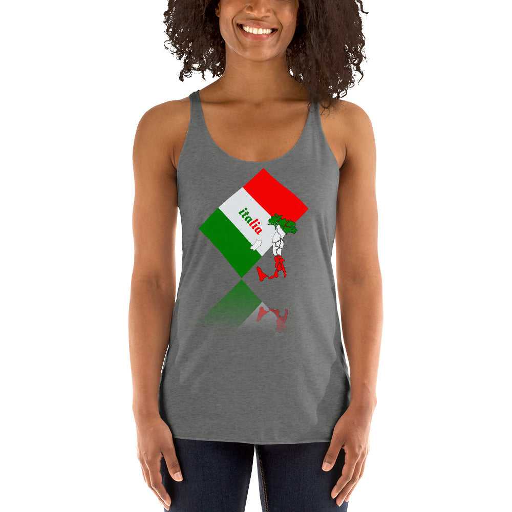 Women's Triblend Elegant Italia - Italy Flag And Map Racerback Tank TeeSpect