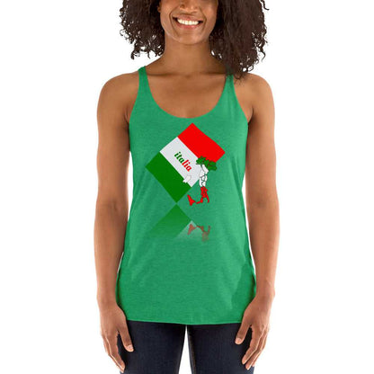 Women's Triblend Elegant Italia - Italy Flag And Map Racerback Tank TeeSpect