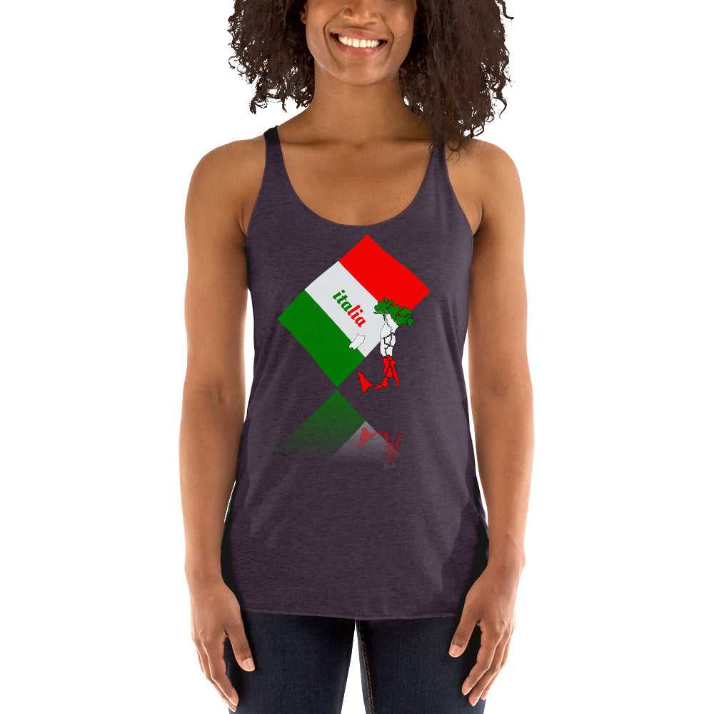 Women's Triblend Elegant Italia - Italy Flag And Map Racerback Tank TeeSpect