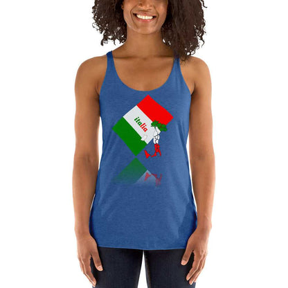 Women's Triblend Elegant Italia - Italy Flag And Map Racerback Tank TeeSpect