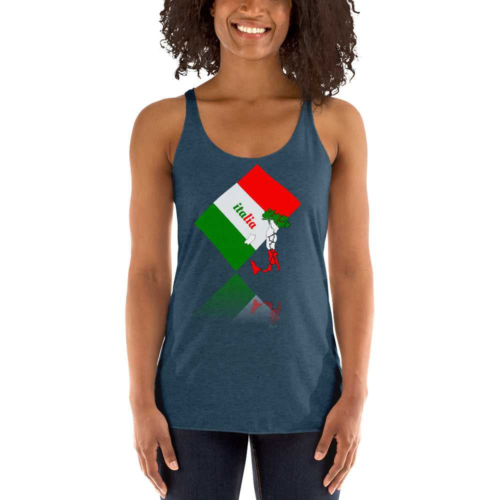 Women's Triblend Elegant Italia - Italy Flag And Map Racerback Tank TeeSpect
