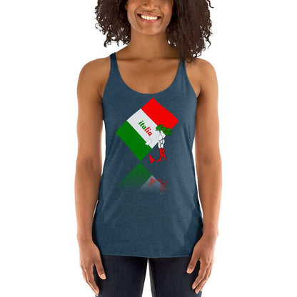 Women's Triblend Elegant Italia - Italy Flag And Map Racerback Tank TeeSpect