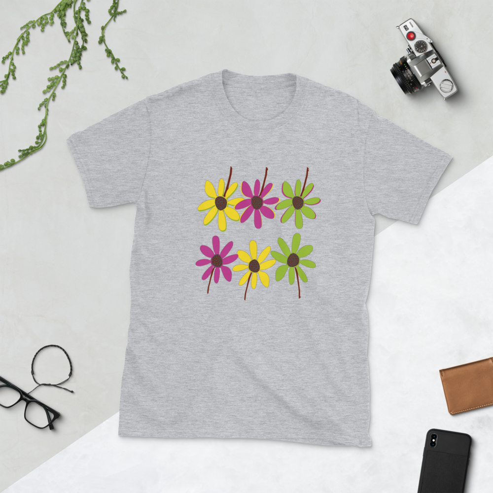 Colourful Hand Drawn Flower Petals Basic Soft-style Short-Sleeve T-Shirt TeeSpect