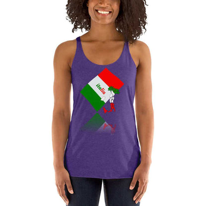 Women's Triblend Elegant Italia - Italy Flag And Map Racerback Tank TeeSpect