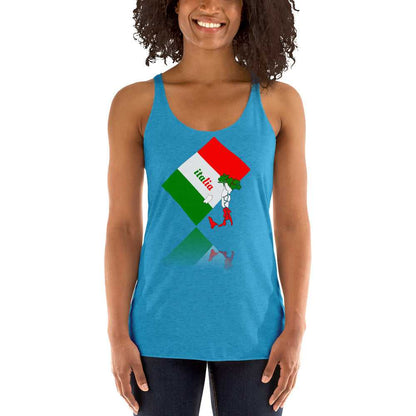 Women's Triblend Elegant Italia - Italy Flag And Map Racerback Tank TeeSpect