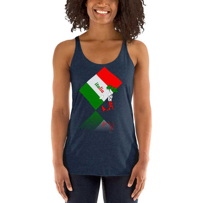 Women's Triblend Elegant Italia - Italy Flag And Map Racerback Tank TeeSpect