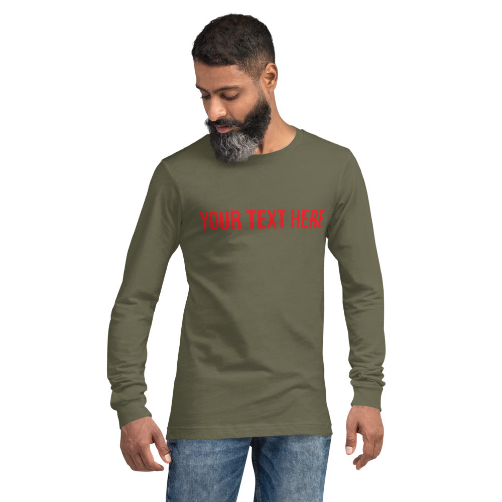 Custom Text - Name Personalized Unisex Long Sleeve Tee | Bella + Canvas 3501 TeeSpect