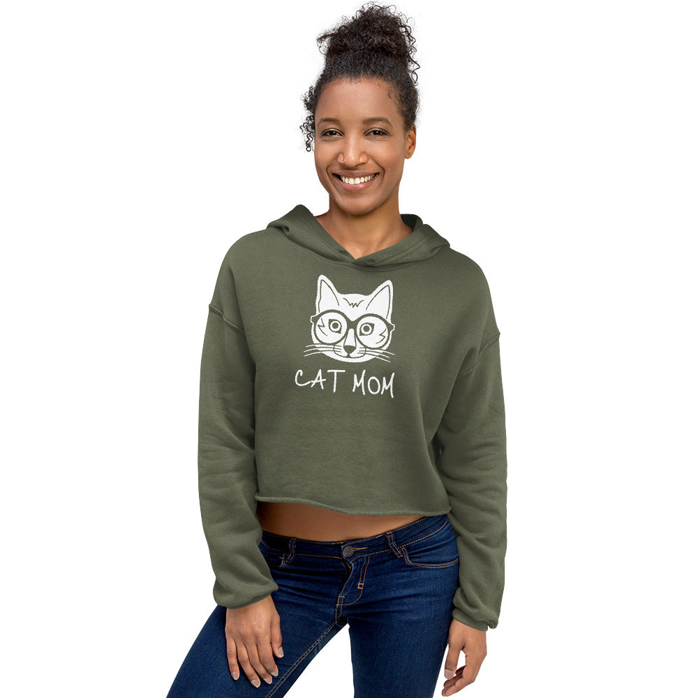 Cat Mom Women's Cropped Hoodie TeeSpect