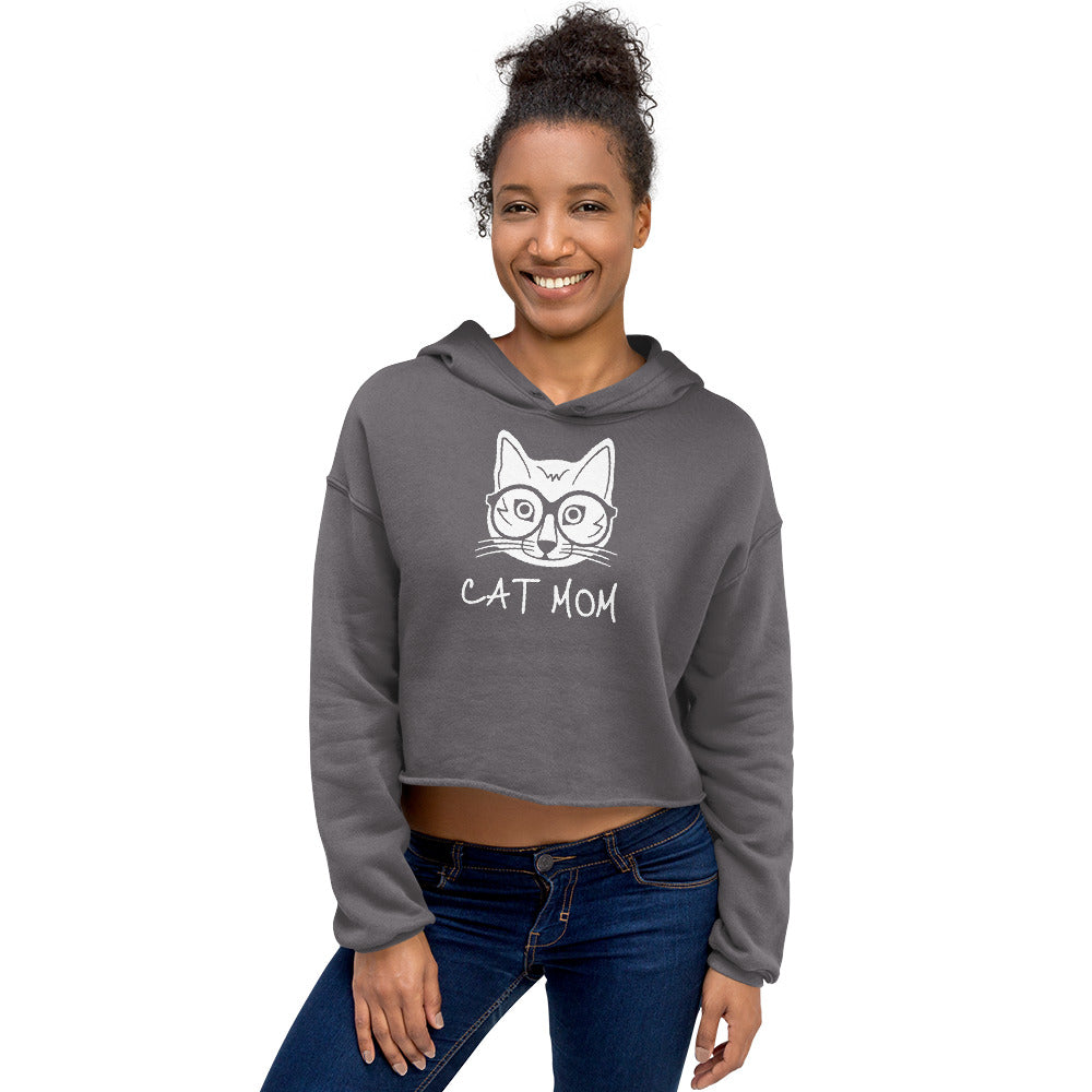 Cat Mom Women's Cropped Hoodie TeeSpect